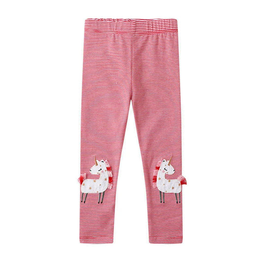 Jumping Meters 2-7T New Girls Leggings Pants  Unicorns Embroidery Striped Children's Clothing Skinny Baby Pencil Pants Baby