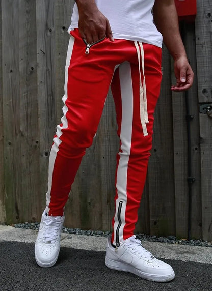 2024 New Sports Casual Pants Low Feet Zip Pocket Cotton Summer Pants Casual Men's Sports Pants Running Pants Splice Stripe Gym