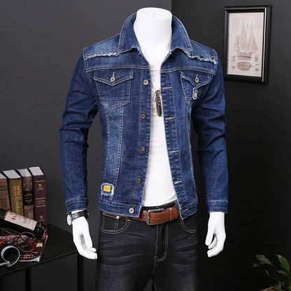 Men's Denim Jacket Student High Quality Denim Coat Autumn Spring Brand Solid Fashion New Arrivals Embroidered Clothes Male