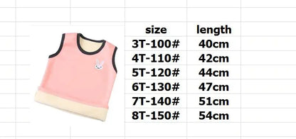 Kids Thermal Underwear Solid Color Vest Girl Rabbit Boy Dinosaur Children Autumn Winter Plush Clothes Top For 3-8Year Girl Boy