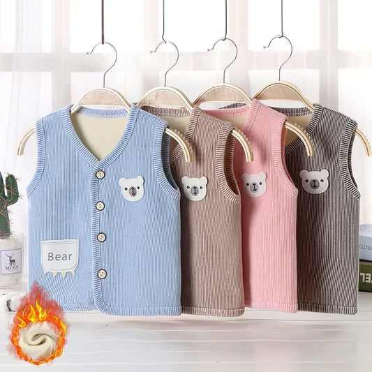 Autumn Winter Children's Vest  Boy Girl Thicken Velvet lining Keep Warm Jackets Vest Kids Clothes Waistcoat Children's Clothing