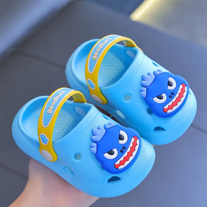 Summer Children Girls Boys Slippers Cartoon Indoor Heel Wrap Non-Slip Soft Bottom Comfort Cute Baby Hole Shoes Girls Home Slides