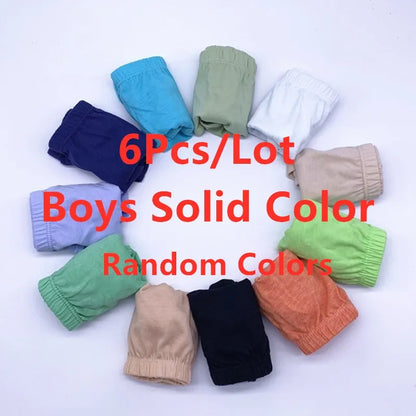 6/12PC boys Solid Underwear Kids Cute Panties Children Soft Cotton Underpants