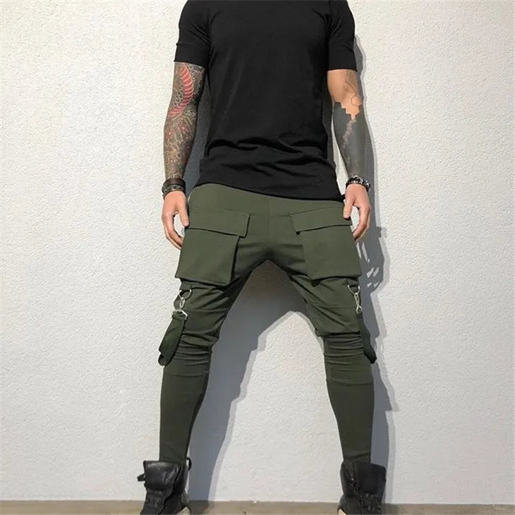 Men Joggers Zip pocket Hip-hop Multi-pocket Sweatpants Man Gyms Workout Fitness Cotton Trousers Male Casual Fashion Skinny Pants