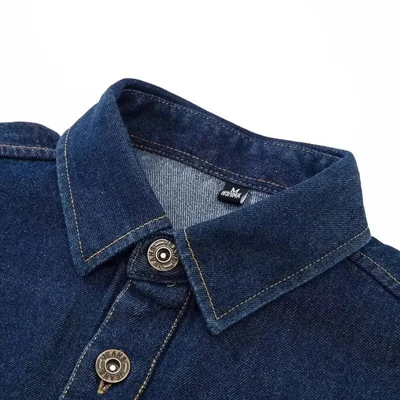 Vintage Deep Blue Soft Denim Jacket For Men Trendy Japanese Style Loose Fit Spring Autumn New Model Thin Jacket