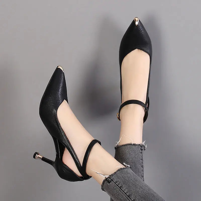 Sexy Pointed Thin High Heels Shoes for Women Autumn Fashion Hollow Bow Pumps Solid Color Birthday Party Shoes Zapato