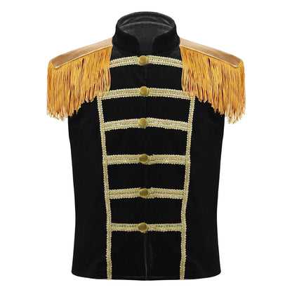 Kids Boys Marching Band Halloween Costume Military Style Drummer Parade Waistcoat Sleeveless Vest Carnival Party Performance