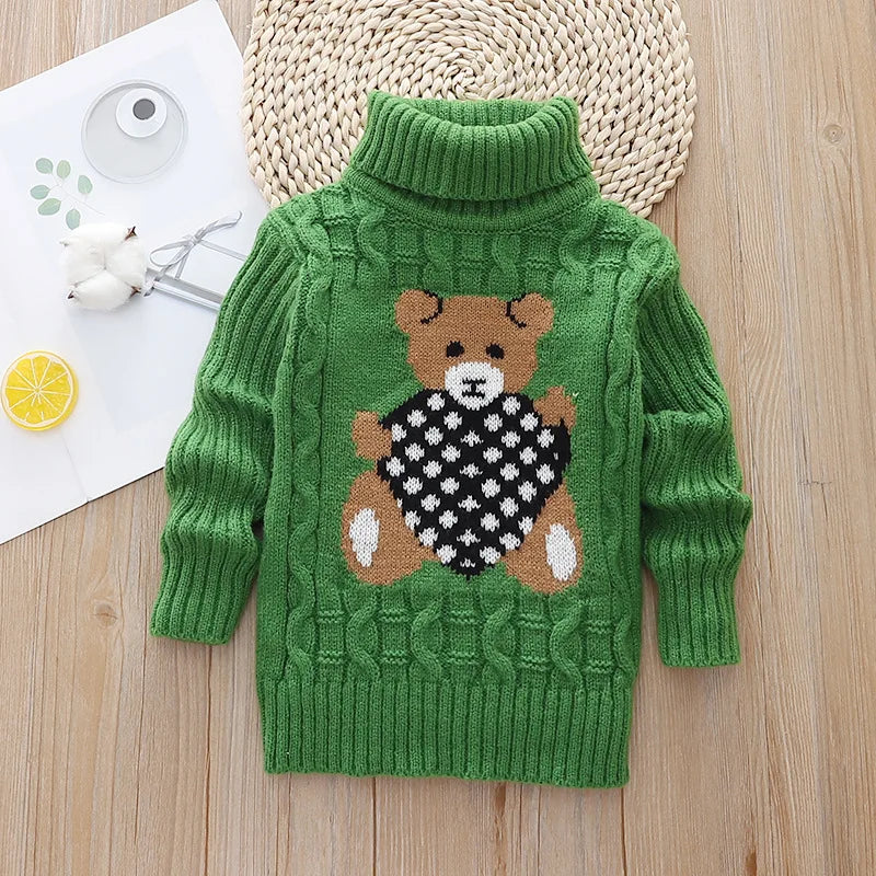 children's sweater Autumn Winter boy girl Knitted bottoming turtleneck shirts teenager solid high collar pullover sweater1-16Y