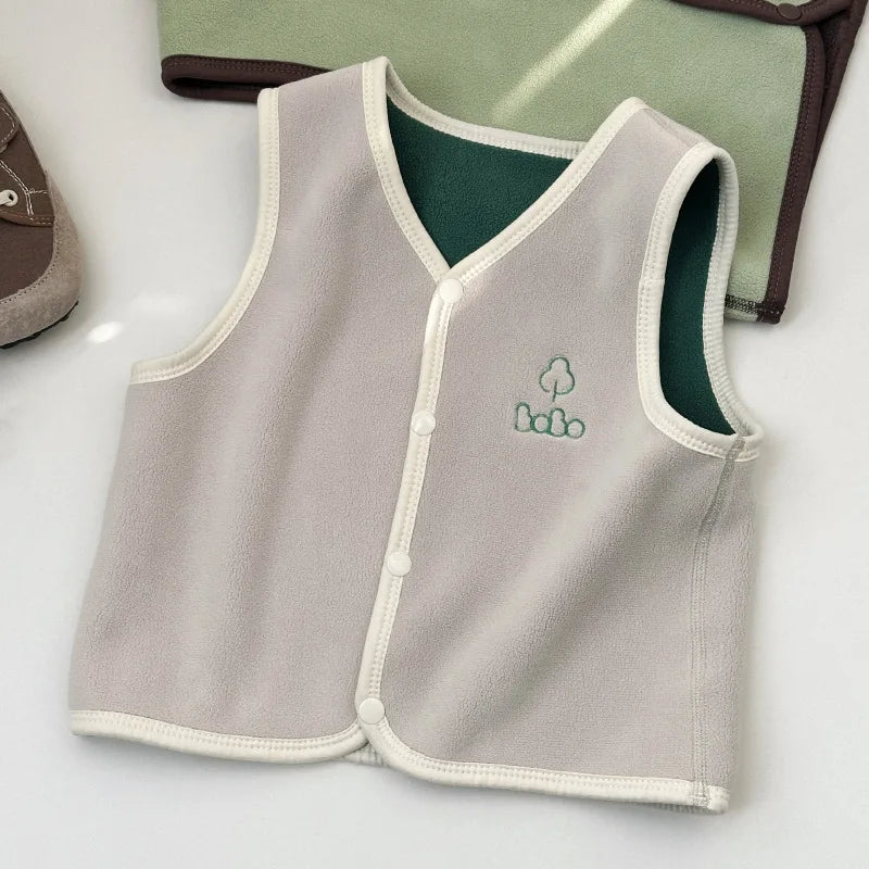 2023 Winter Children's Vest Plush Waistcoats Casual Toddler Vest Outdoor Wear Warm Vest For Kids Boys Girls 1-6Years