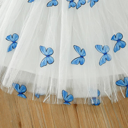 Girls' 2024 Summer Fashion Solid Color Printed Butterfly Short Skirt