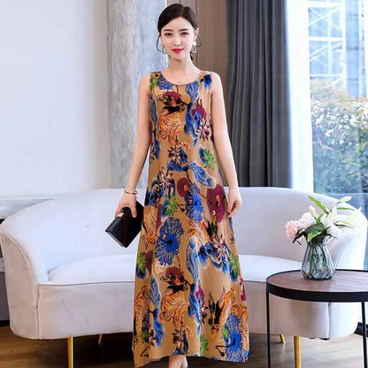 New Hot Fashion Summer Dresses For Women Print Vintage O-neck Dress Sundress Fashion A-line Dress Women Clothing