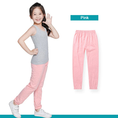 Summer Children Pants 100% Cotton Thin Breathable Prevent Mosquito Pants Kids Solid Color Trousers Boys Girls Long Loose Bottoms