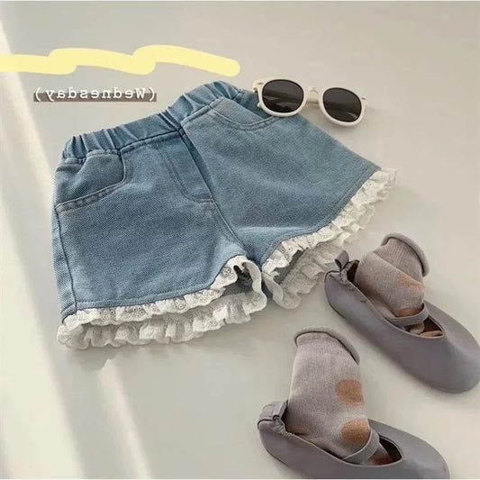 New Korean Version of Baby Everything Thin Girls' Denim Shorts Summer Wear Children's Summer Dress Foreign Style Short Pants