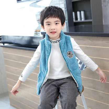 2024 Boys Vest Autumn Winter Keep Warm Children Plush Waistcoat Double Sided Girls Jacket Birthday Gifts 3-12 Years Kids Clothes