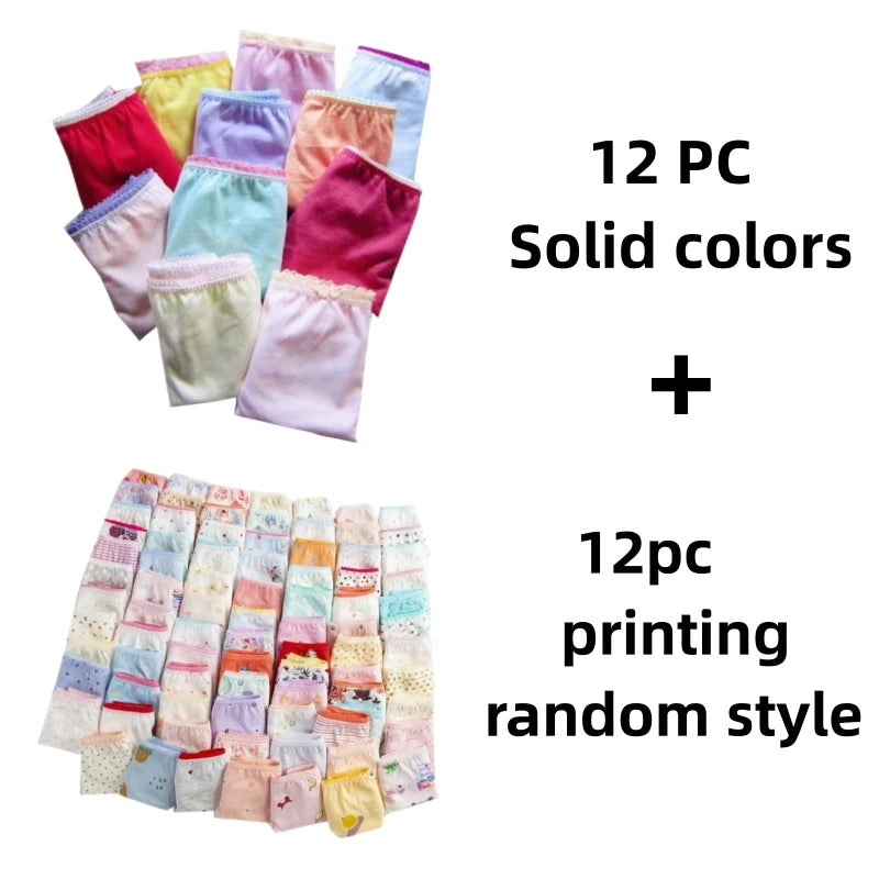 24pcs/Lot Cotton Girls Briefs Children's Underwear Triangle  Panties Kids Underpants 2-12Years