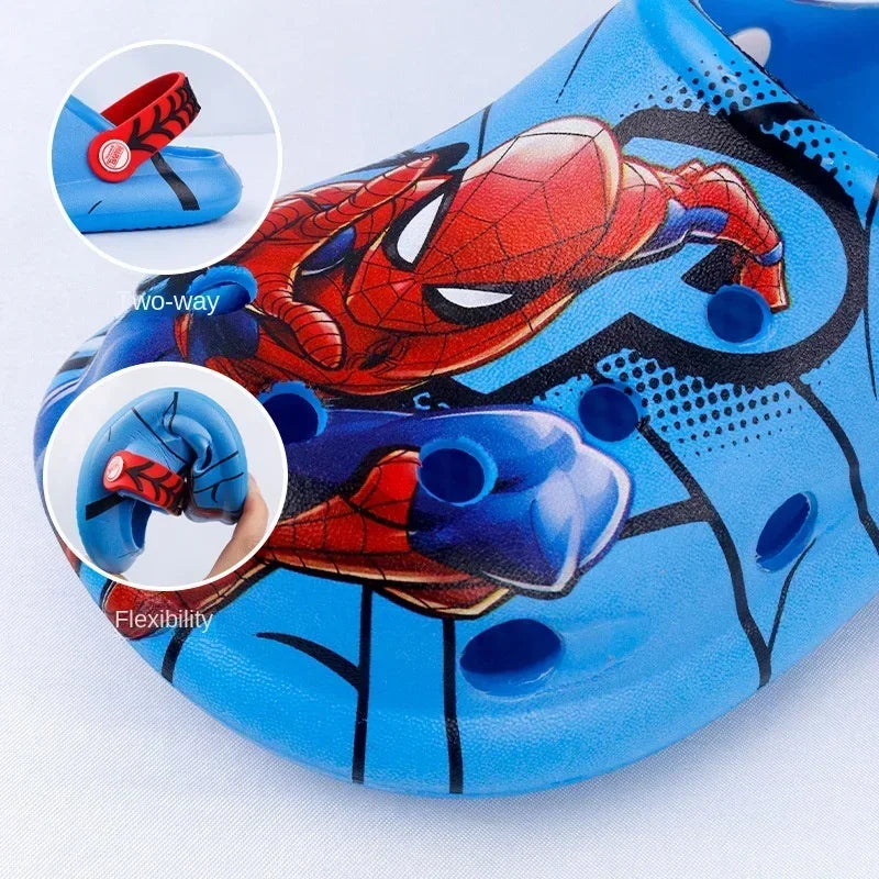 Disney Children's Slippers Summer Boys Spiderman Slipper Anti-slip Hole Kids Beach Shoes Soft Bottom Toddler Home Slipper