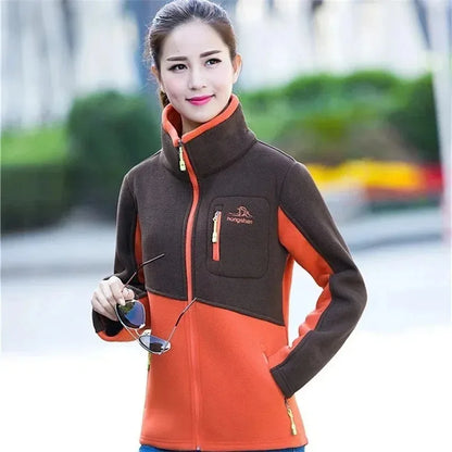 Autumn Spring Women's Sweatershirt Plush Thickened Young And Middle-aged Fleece Coat Female Blouse Loose Zip Embroidered Jacket