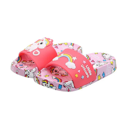 Unicorn Kids Slippers New Summer Rainbow Boys Girls Slippers PVC Non-slip Children Beach Shoes Baby Home Sandals Kids Flip Flops