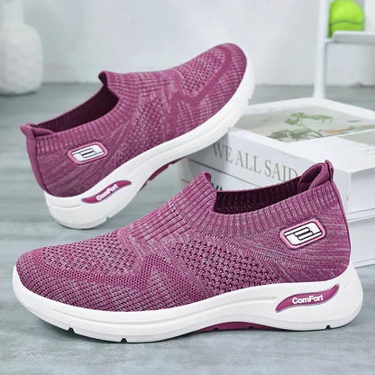 Women's summer new single shoes one-pedal soft-soled middle-aged and elderly lazy shoes casual breathable mother shoes