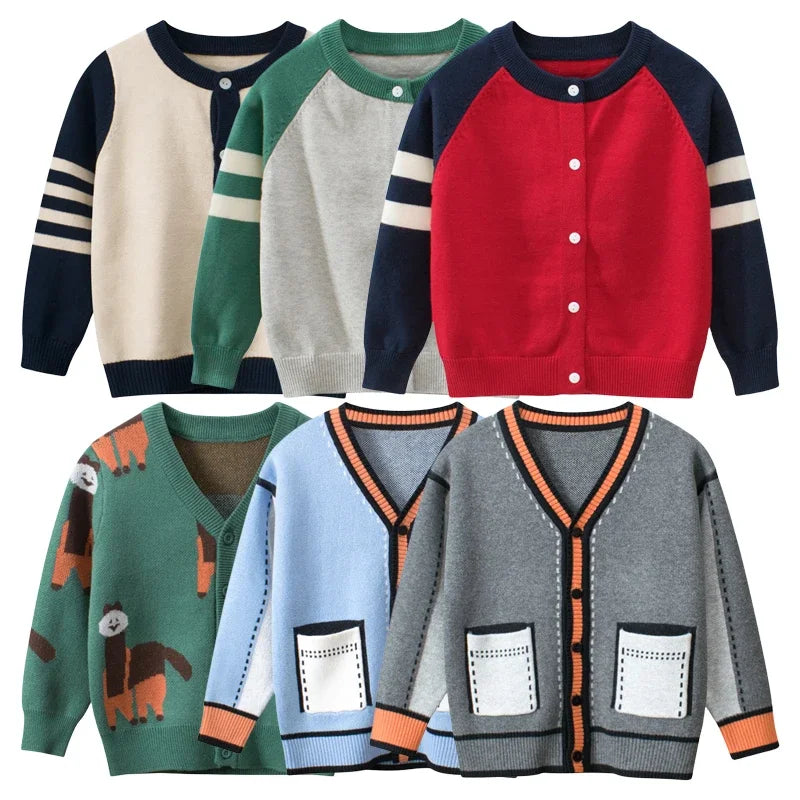 Brand New Children's Sweater Girls Knitted Cardigan 2024 Winter New Boys Outerwear Casual Long Sleeve Kids Coats Dropshipping