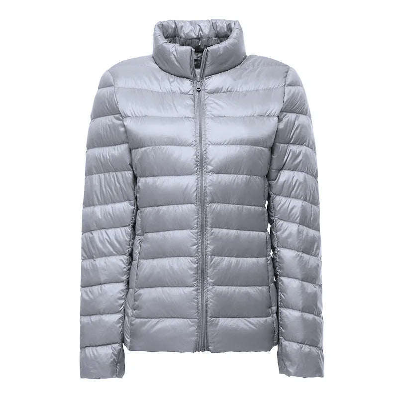 M-8XL White Duck Down Jacket for Women Winter Warm Down Coat Light Weight 2023 New Stand Collar Pocket Zipper Casual Outerwear