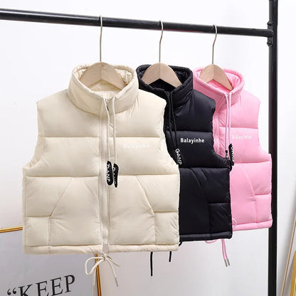 2023 New Boys Thicken Warm Down Vests Children Fashion Cotton Waistcoat Girls Autumn Coats Kids Clothing Teens Solid Vest Jacket