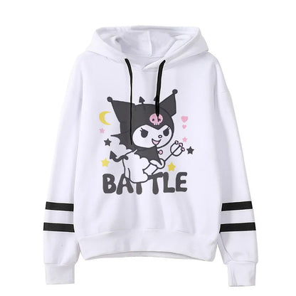 Funny Fashion Clothes Kuromi Hoodie Sanrio Kuromi Women Manga Sweatshirt  Harajuku Female Hoodies Hoody Sweatshirts