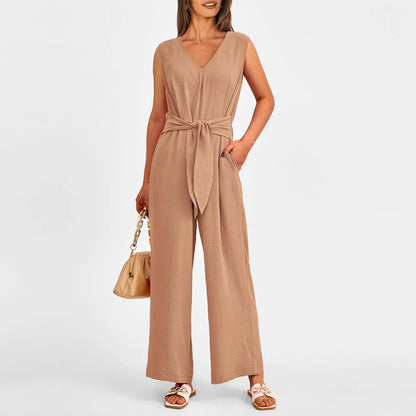 Fashion Women Wide Leg Trousers Jumpsuit Summer Sexy Deep V Short Sleeve High Waist Bodysuit Female Office Elegant jumpsuits