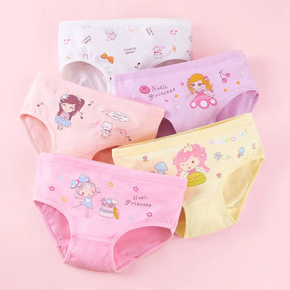 Girls Briefs Fine Cotton Underwear Cute Designs Printing Panties Kids Breathable Soft Healthy Underpants Girls Boxer 4pcs/Lot