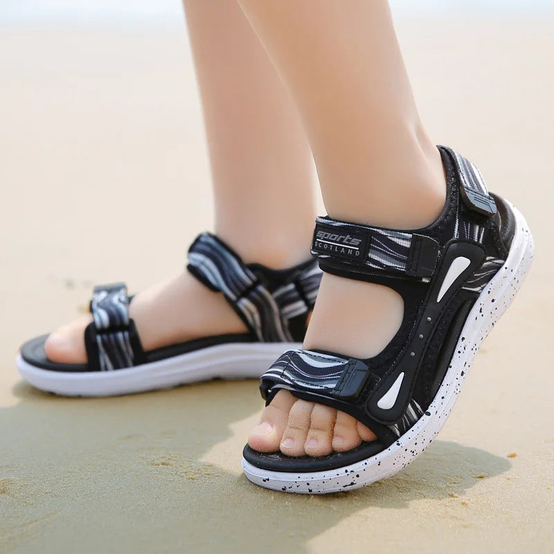 Spring Summer Brand Kids Sandals Boys Girls Beach Shoes Breathable Flat Sandals PU Leather Children Outdoor Shoes Size 28-40