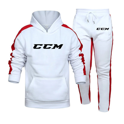 CCM 2 Pieces Set Hoodie Men Fashion 2023 Fleece Sweatshirt+Sweatpants Suit Hoodies Sportswear Men's Sets Clothing