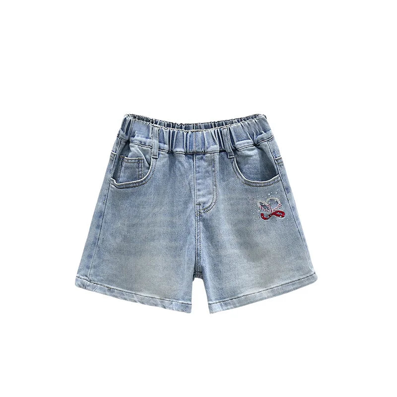 Teen Girls Denim Shorts New Summer Clothes New Arrivals Children's High Waist Fashion Turnup Shorts 5 7 9 11 12 13 14Years Old