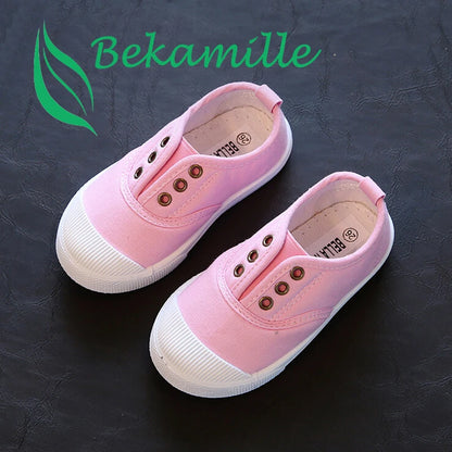 Bekamille Girls Boys Fashion Canvas Sneakers Children Shoes For Kids Flats Heels Casual Loafer Shoe Toddle Little Big Kid