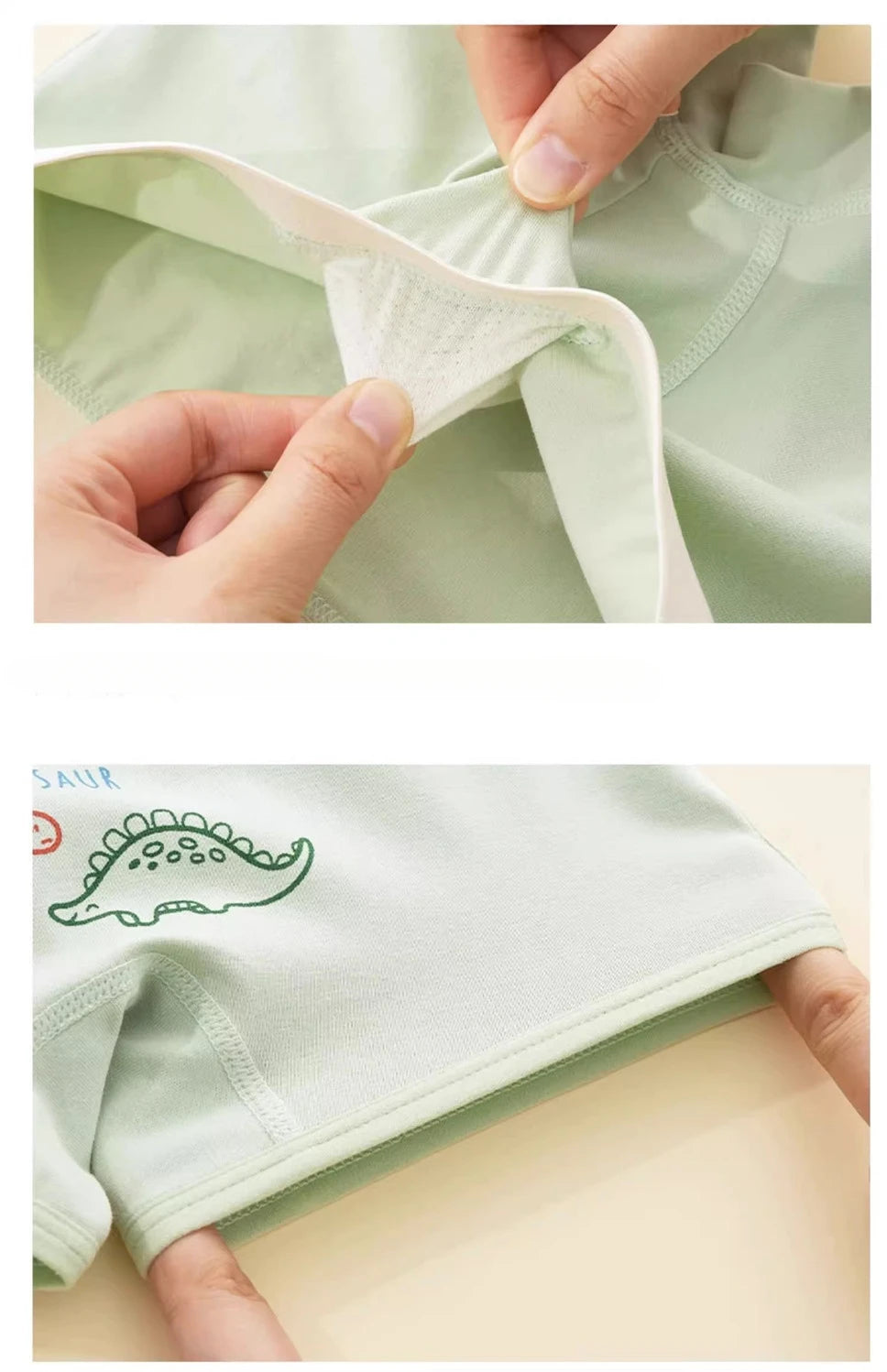 4PCS Kid Cotton Antibacterial Panties Boy Thin Soft Breathable Knickers 3+y Young Children Underwears Baby Dinosaur Print Briefs