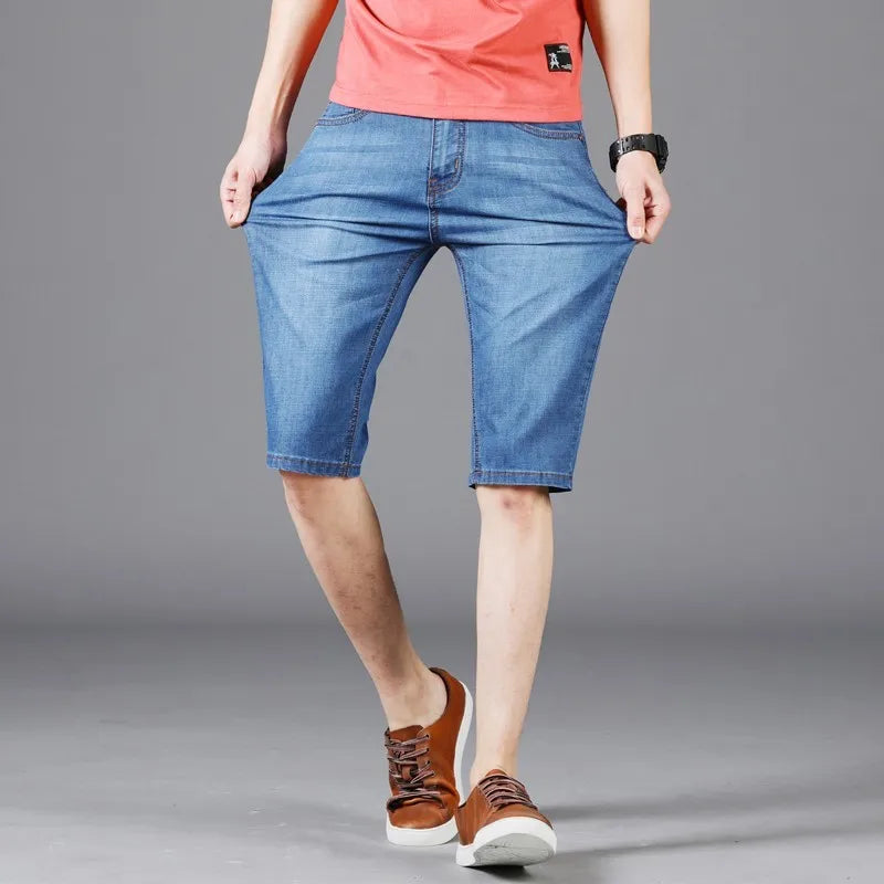 Summer Men Denim Short Jeans Thin Casual Fashion New Arrivals Short Pants Elastic Straight Daily Fashion Trousers