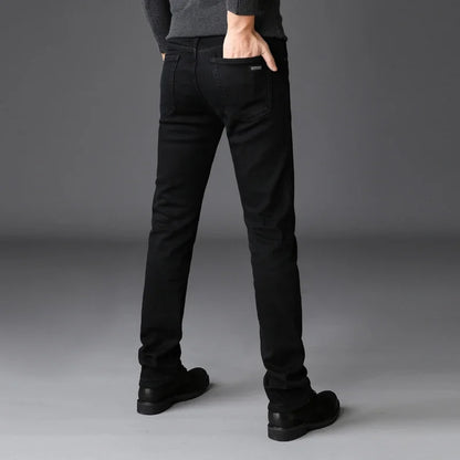 Men's Slim-fit Denim Pants Stretch Black Jeans Classic Style Business Fashion Pure Male Brand Casual Trousers