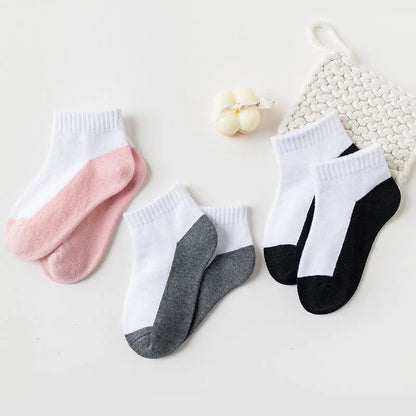 5 Pairs/Lot 2023 New Summer Children Socks Cotton Kids Teen Fashion Black White Gray For 1-12 Years Student Baby Girl Boy Socks