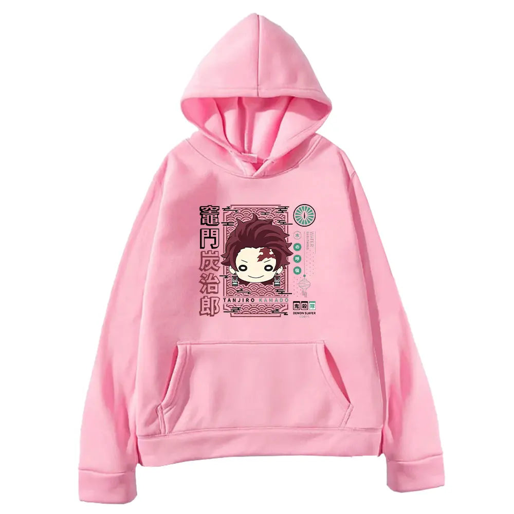 Demon Slayer Anime Hooded Kamado Tanjirou Printed Men Women Hoodies Long Sleeve Casual Loose Sweatshirt Harajuku Streetwear