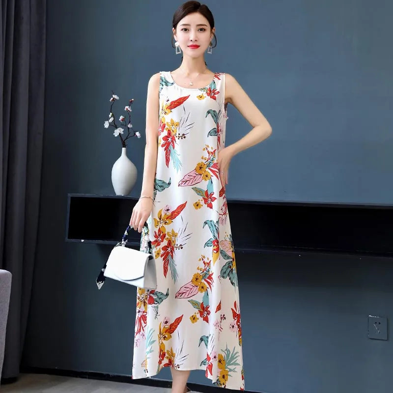 New Hot Fashion Summer Dresses For Women Print Vintage O-neck Dress Sundress Fashion A-line Dress Women Clothing