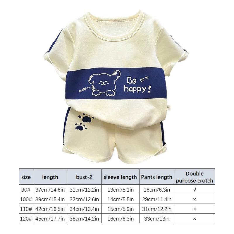 2Pcs Cartoon Bear Children Short Sleeve Shorts Sets Summer Kids Clothes Boy Girl Baby Thin Cotton Tee Tracksuits Fashion Outfits