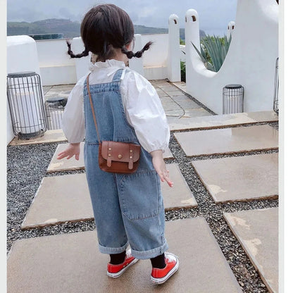 Solid Color Jeans Children Overalls Casual Pants Children's Fashion Jeans Outer Wear Baby Spring Autumn Children Overalls