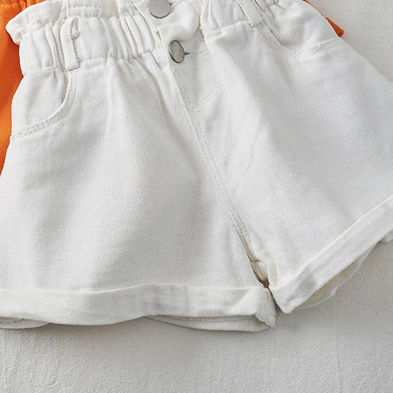 2023 New Girls' Summer Fashion Denim Shorts For Girls Children Clothing Korean Fashion Versatile Jeans With Pockets 2-8 Years