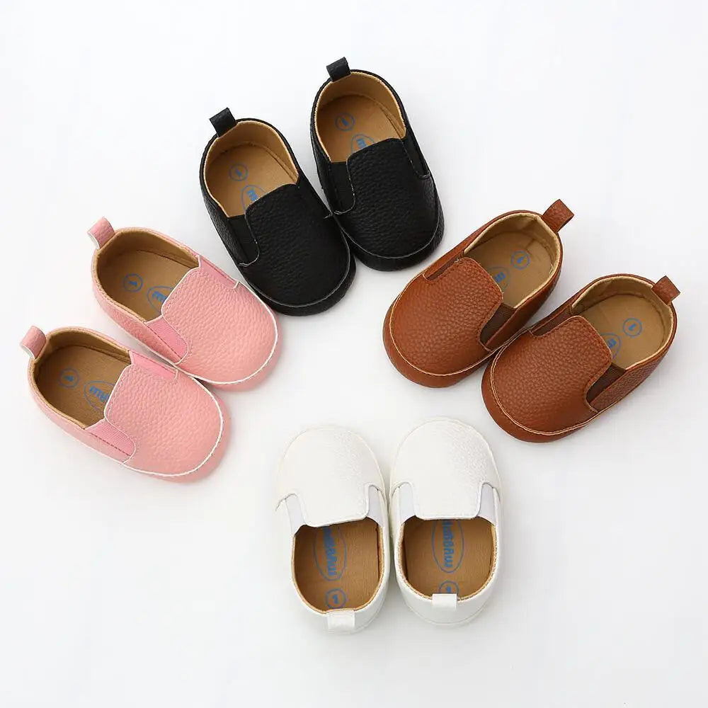 Newborn Baby Shoes Vintage Leather Multicolor Rubber Soft Sole Anti-slip Walking Shoes Toddler Moccasins