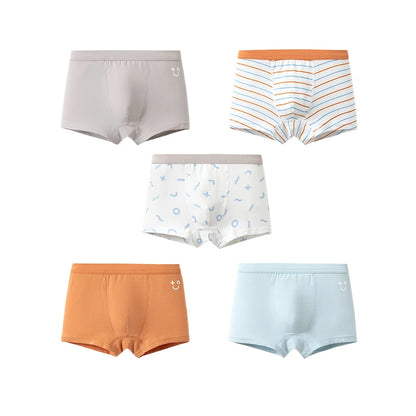 Balabala Underwear Boys Girls  2024 Summer New Cotton Boxer Shorts Small Medium and Large Sizes Non-Pinching Design Five-Pack