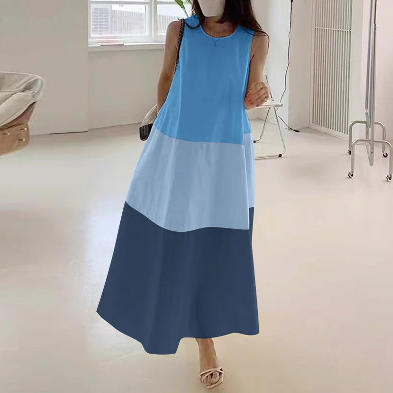 ZANZEA Summer Beach Tank Long Dress Women Casual Sleeveless Sundress 2024 Holiday O-neck Thin Robes Korean Loose Tank Vestidos