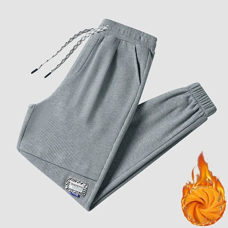 2024 New in Big Size Men's Winter Pant Stretch Fleece Warm Sweatpants Men Sport Jogger Waffle Trouser Large Plus 9XL 10XL Autumn