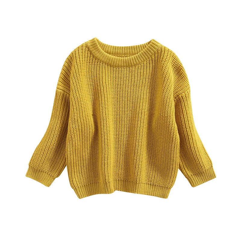 Suefunskry Newborn Baby Girl Boy Knitted Long Sleeve Autumn Winter Sweater Solid Loose Pullover Casual Tops Kids Clothes 3M-5Y