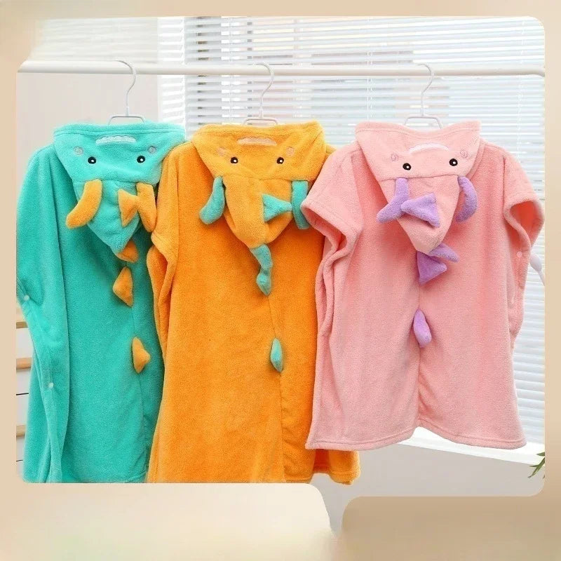 Baby Kids Pajamas Hooded Cartoon Dinosaur Children Bathrobes Beach Towel Bathrobe Soft Bath Robe Toddler Bathrobe Hooded Cape