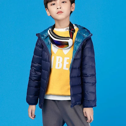 2-14 Years Autumn Winter Light Weight Children's Hooded Down Jackets Kids Clothing Boys Girls Portable Windproof Duck Down Coats