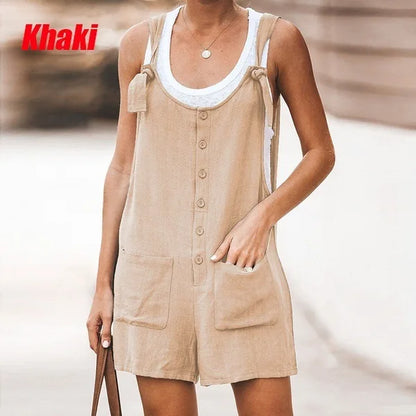 2024Casual Summer Solid Loose Strap Jumpsuit For Women Body Donna Roupa Feminina Tenue Sexy Femme Enteritos Mujer Bodycon Shorts